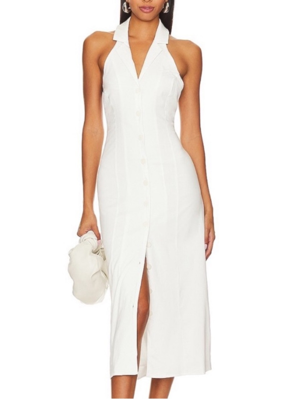 SNDYS. button down low back midi dress